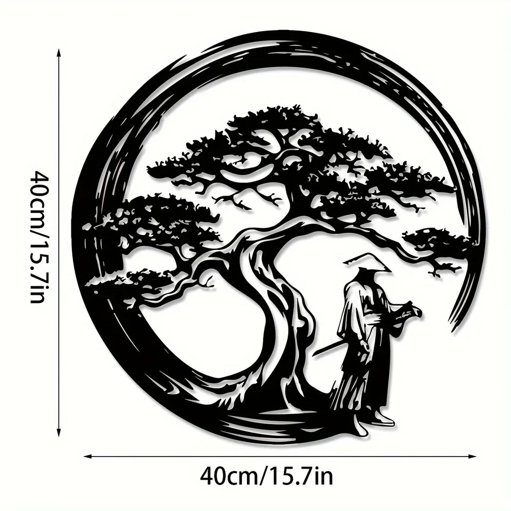 Siopsrl| ZENORA Metal Wall Decor Bonsai | Japanese Design with Torii & Enso | 40 × 40 cm