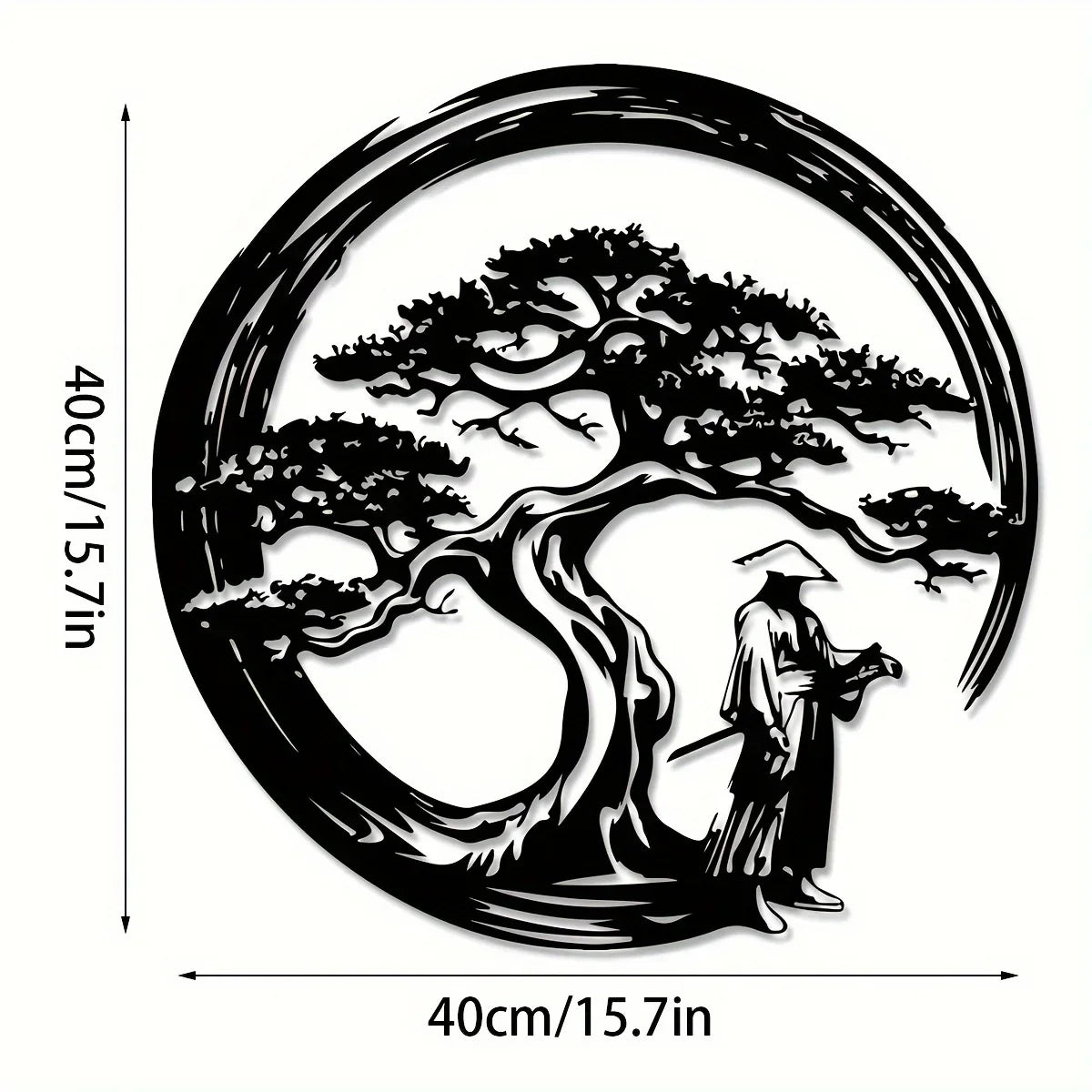 Siopsrl| ZENORA Metal Wall Decor Bonsai | Japanese Design with Torii & Enso | 40 × 40 cm