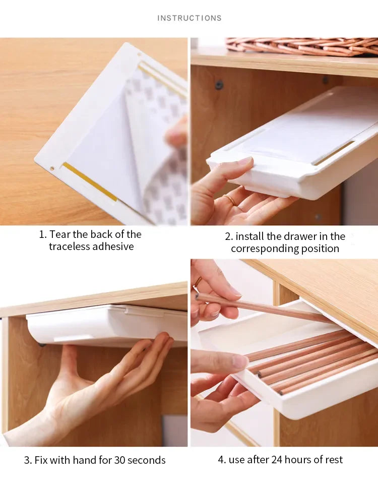 Siopsrl| Self-Adhesive Desk Hidden Storage Box