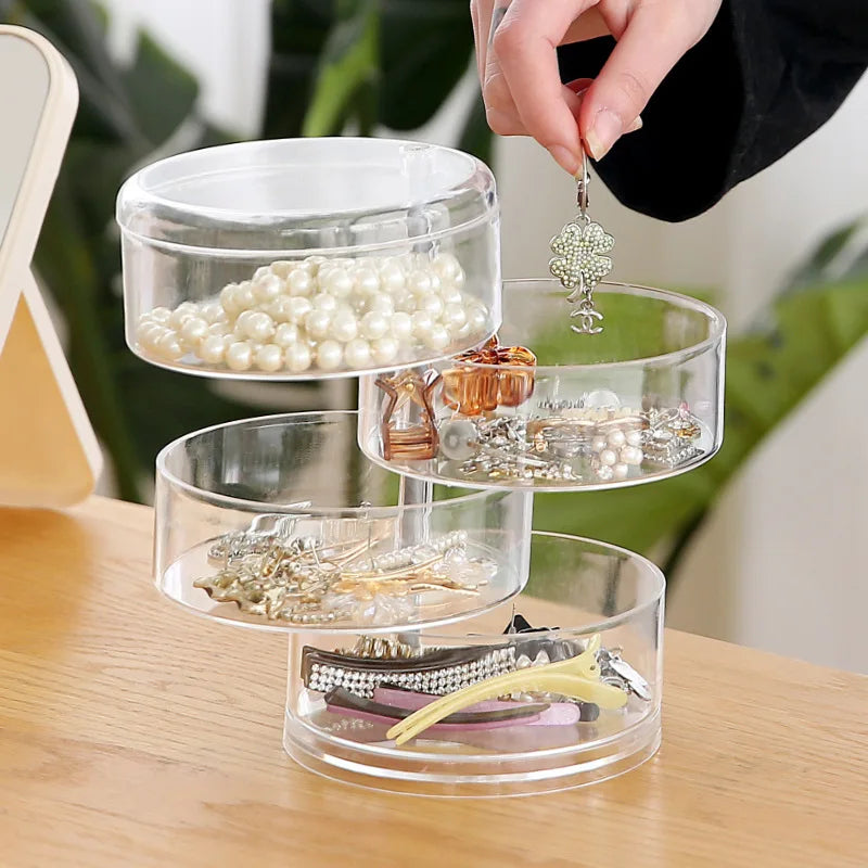 Siopsrl| Rotaviva Jewelry Box | 360° Rotatable & Dustproof | 5 Layer Organizer | Transparent & Compact