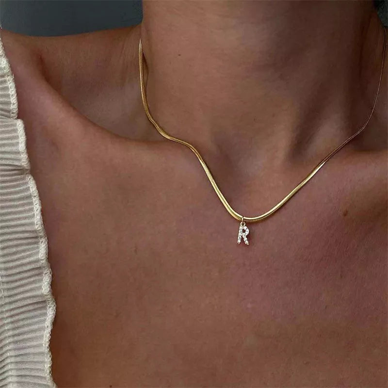 Melly® Diamond Initial Herringbone Necklace