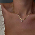 Melly® Diamond Initial Herringbone Necklace