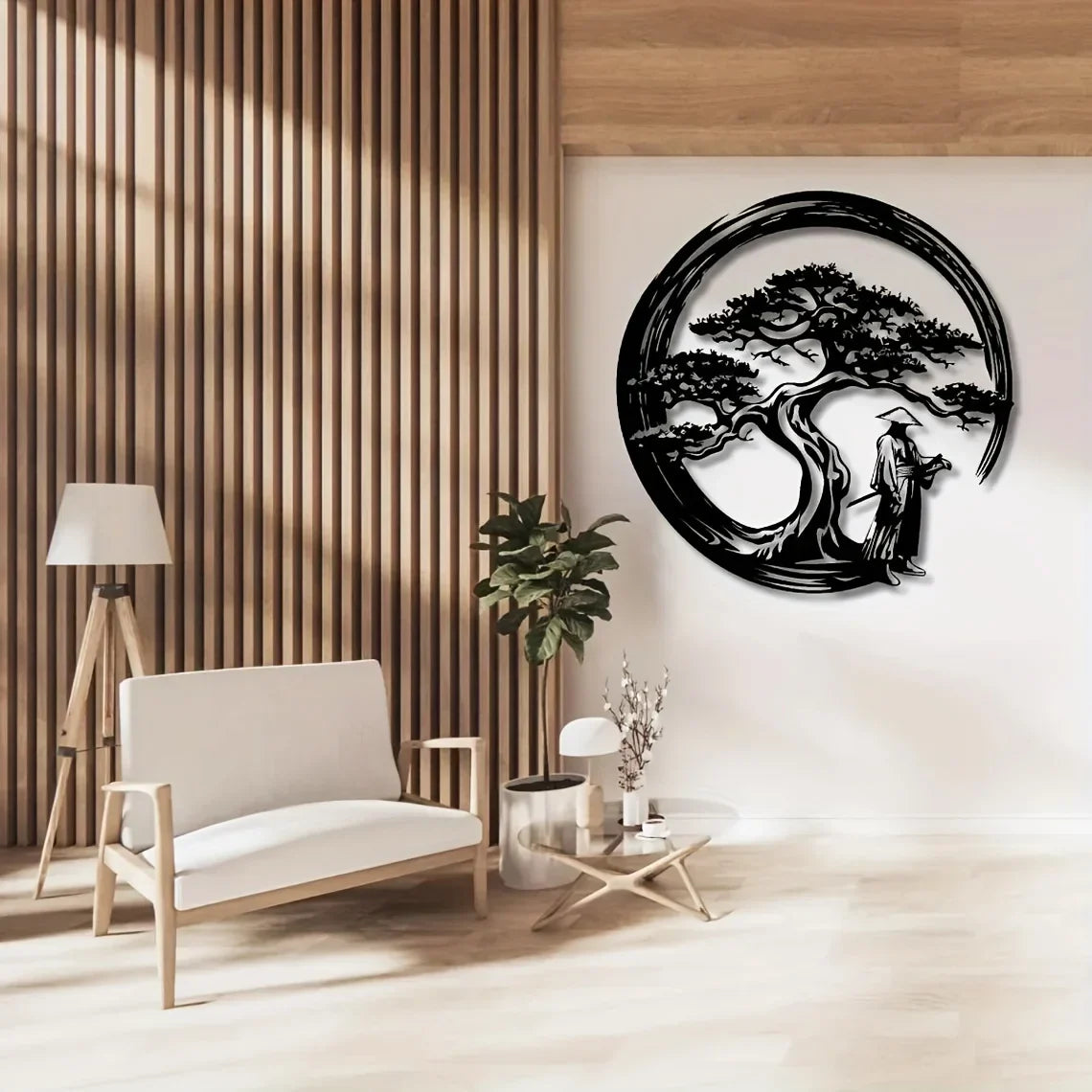 Siopsrl| ZENORA Metal Wall Decor Bonsai | Japanese Design with Torii & Enso | 40 × 40 cm