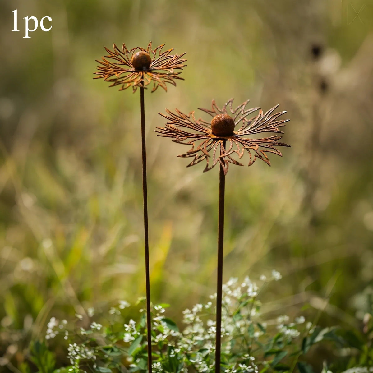 Siopsrl| FLORUSTA Garden Stake Bluebonnet | Rust Look Metal | Rustic Garden Decor