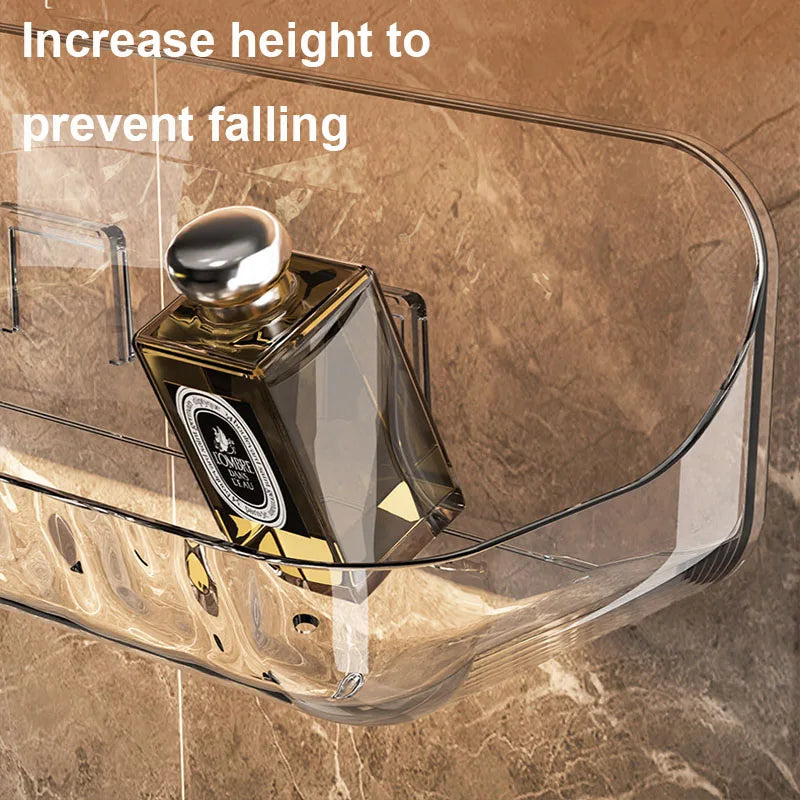 Siopsrl| Transvia Wall Shelf | Transparent & Adhesive | Residue-Free | For Bathroom, Kitchen & More