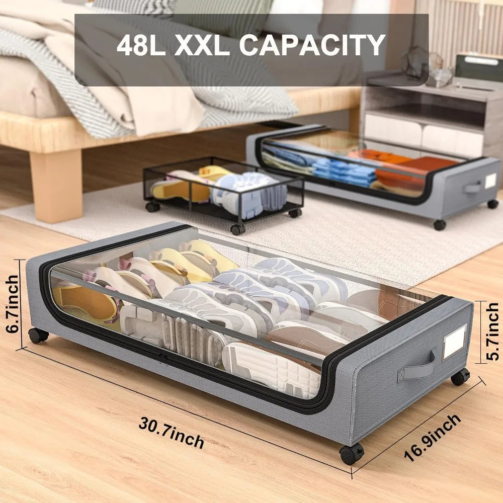 Siopsrl| Under-bed storage stackable rolling box organizer