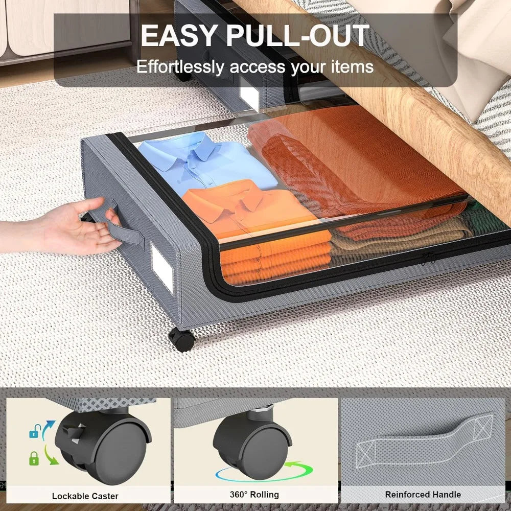 Siopsrl| Under-bed storage stackable rolling box organizer