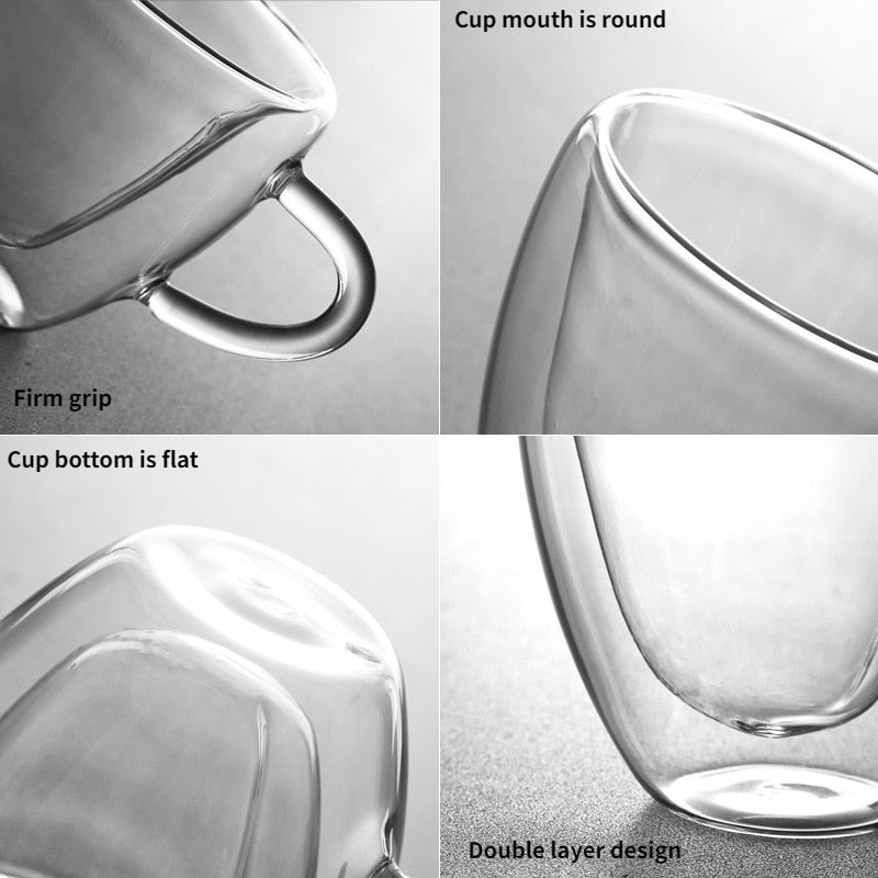 Siopsrl| Heart Love Shape Glass Mug Double-Walled Coffee Cups Insulated Tea Milk Lemon Juice Water Cup Heat-Resistant Drinkware Lover Gift
