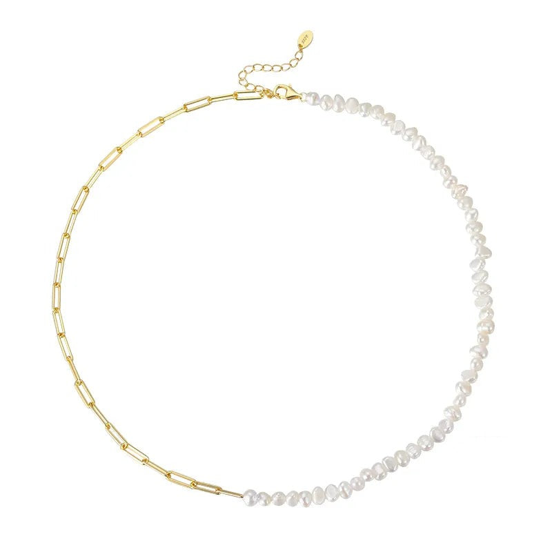 Rhoni Paper Clip Pearl Bracelet and Necklace
