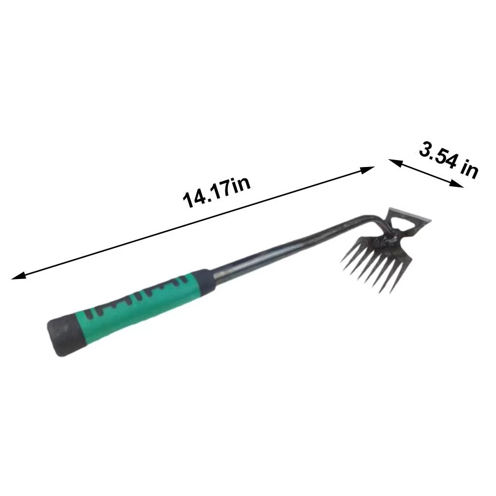 Siopsrl| Dual-Purpose 8-Tooth Manganese Steel Hoe with Non-Slip Rubber Handle for Weeding, Digging, and Soil Loosening