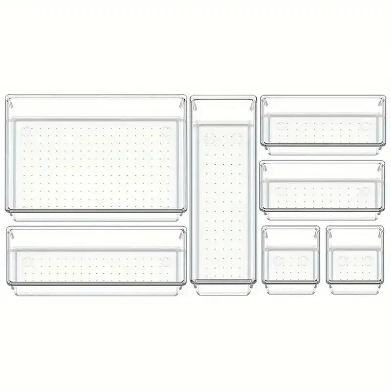 Siopsrl| Clearyx Organizer Set | 18-piece Transparent | Modular & Stackable | For Bathroom, Kitchen & Office