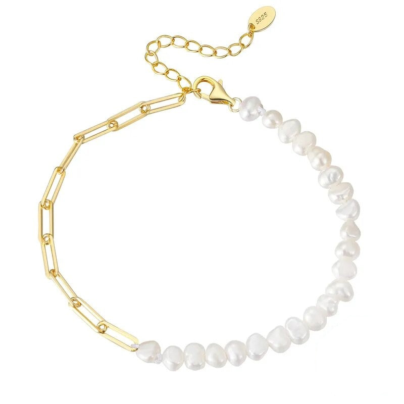 Rhoni Paper Clip Pearl Bracelet and Necklace