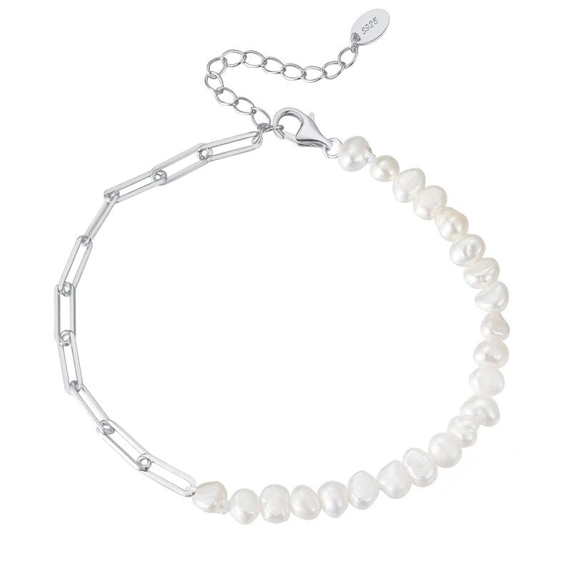 Rhoni Paper Clip Pearl Bracelet and Necklace