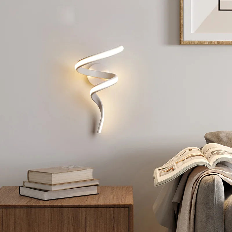 Siopsrl| LED Wall Lamp NordLED Wall Light | Nordic Spiral Design | Modern & Energy Saving | For Bedroom, Corridor & Living Room Spiral Sconce Light For Stairs Bedroom Bedside Study Hallway Background Indoor Decor Wall Lighting Fixtures