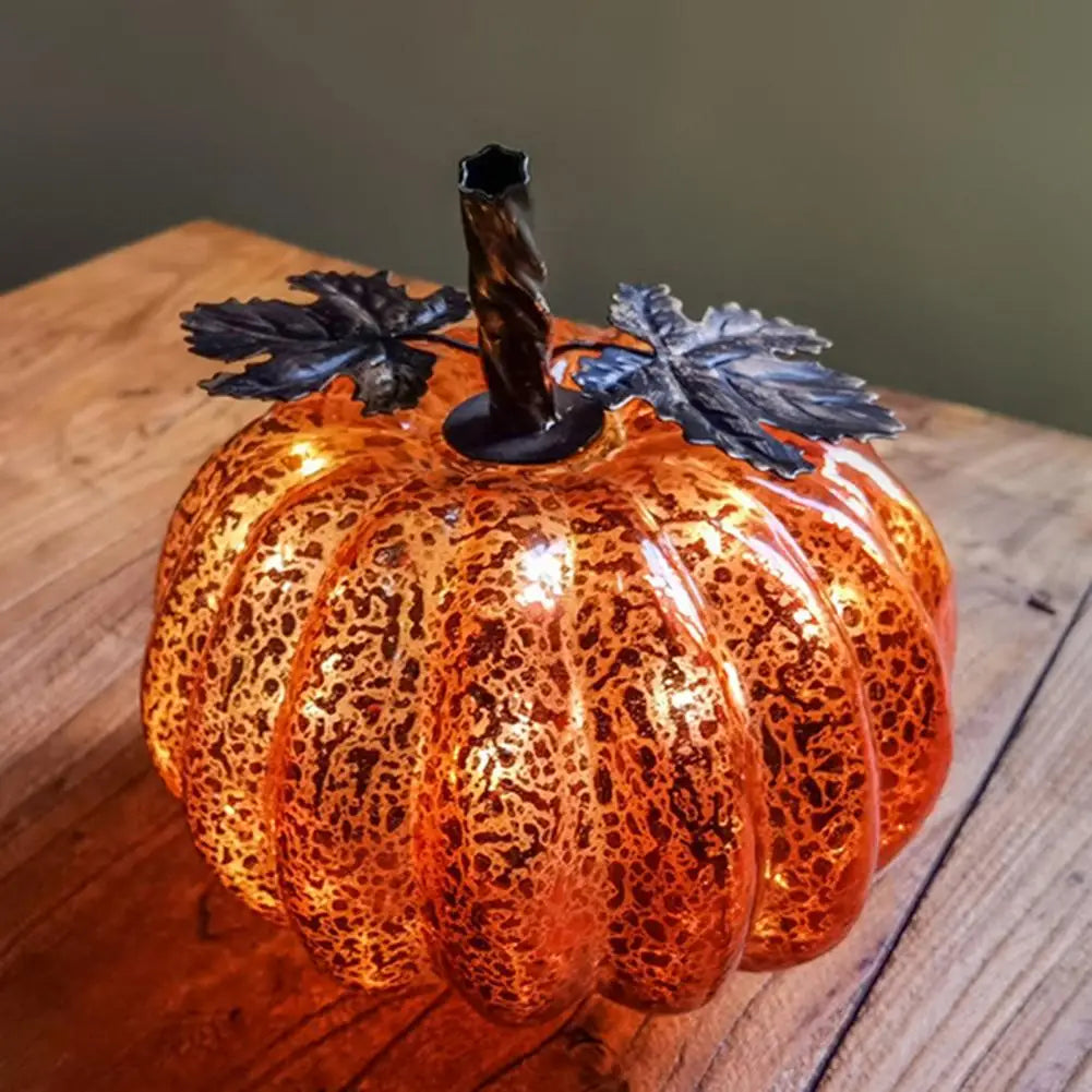 Siopsrl| Aurelia Glow Glass Pumpkin Decoration | Starry Sky Design | LED & Timer Function | Autumn & Halloween