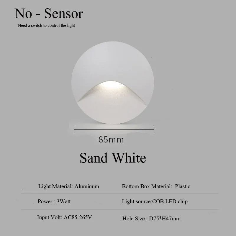 Siopsrl| Modern waterproof IP65 LED recessed wall lamp for outdoor lighting - 3W embedded step & staircase balcony portal light