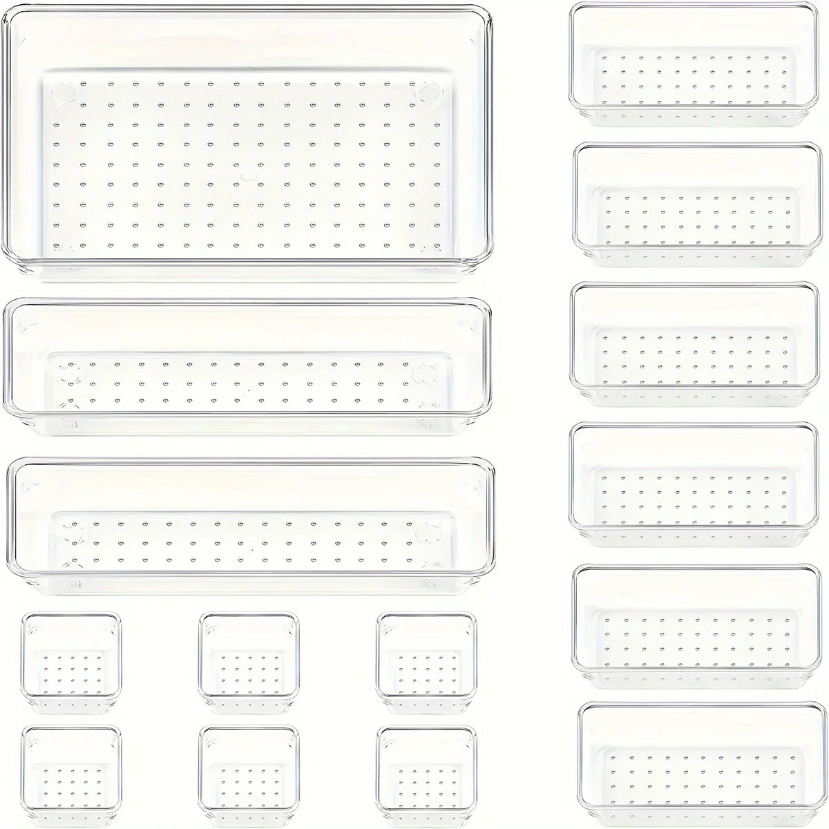 Siopsrl| Clearyx Organizer Set | 18-piece Transparent | Modular & Stackable | For Bathroom, Kitchen & Office
