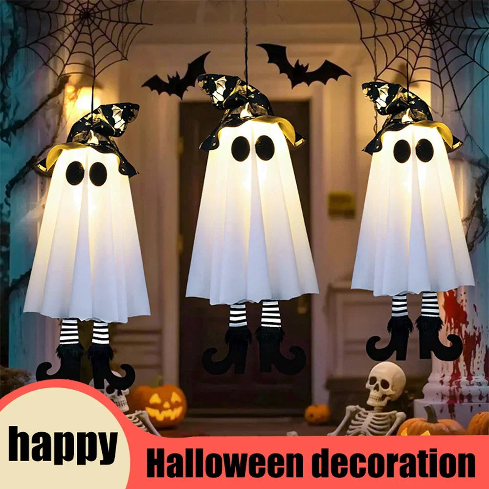 Siopsrl| Glow Ghost SpookyShine | LED Hanging Ghosts | Halloween Decoration | Indoor & Outdoor | 1/2/3 Pieces