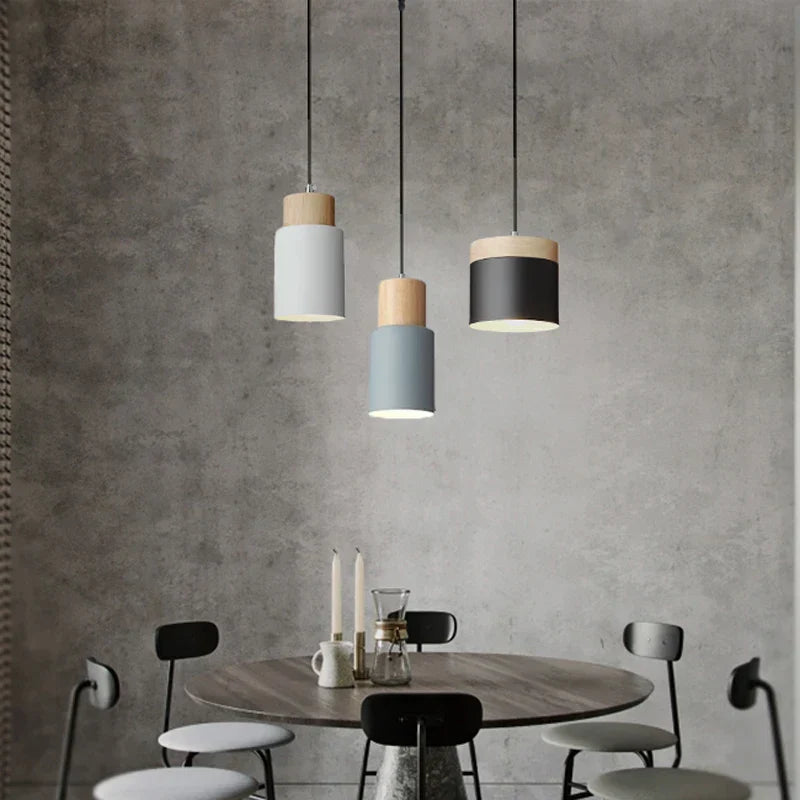 Siopsrl| Nordic LED Pendant Lights Made of Metal and Wood - Modern Hanging Lamps for Dining Room and Kitchen