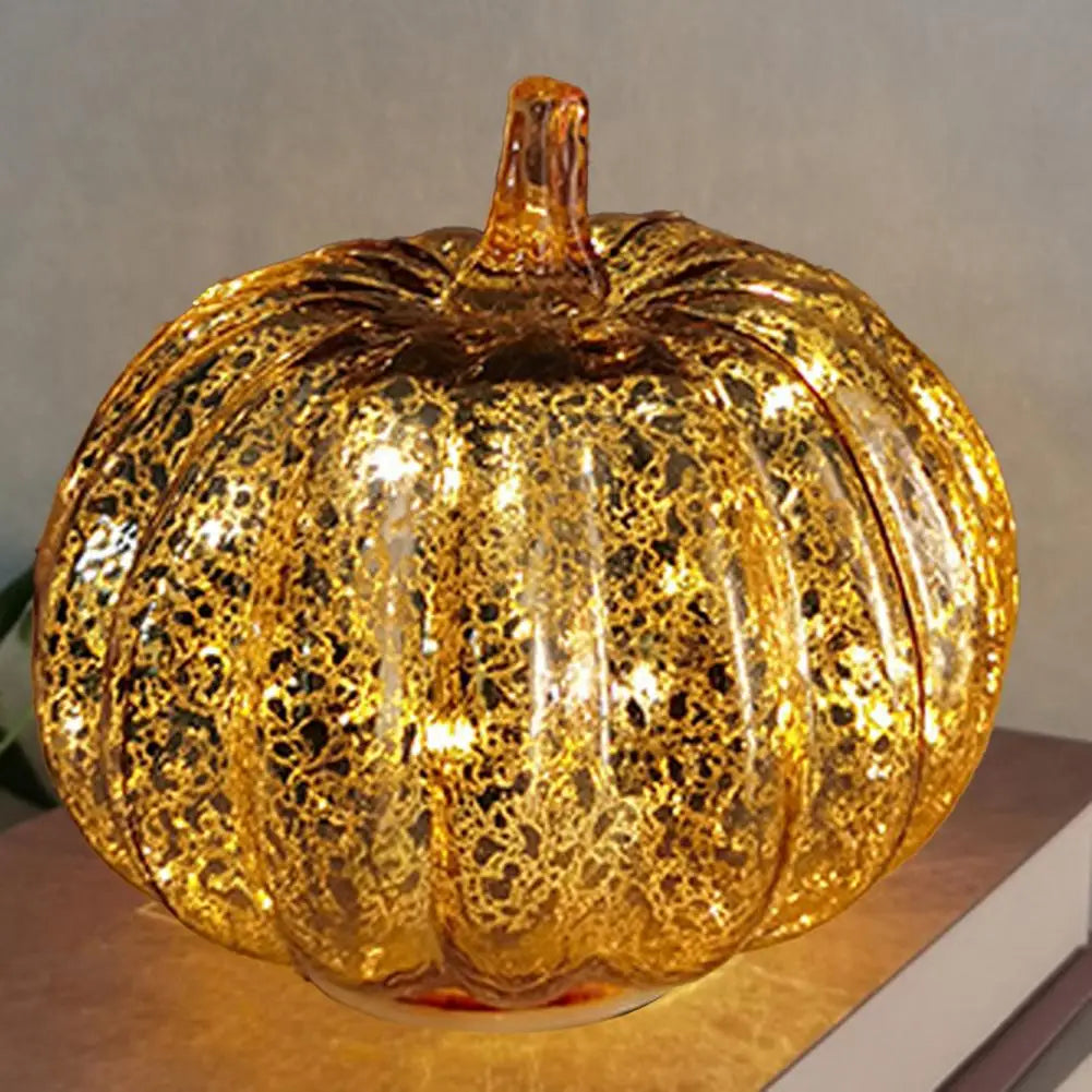 Siopsrl| Aurelia Glow Glass Pumpkin Decoration | Starry Sky Design | LED & Timer Function | Autumn & Halloween