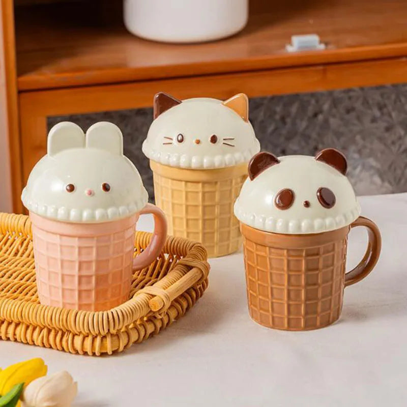 Cartoon Ice Cream Animal Ceramic Mug