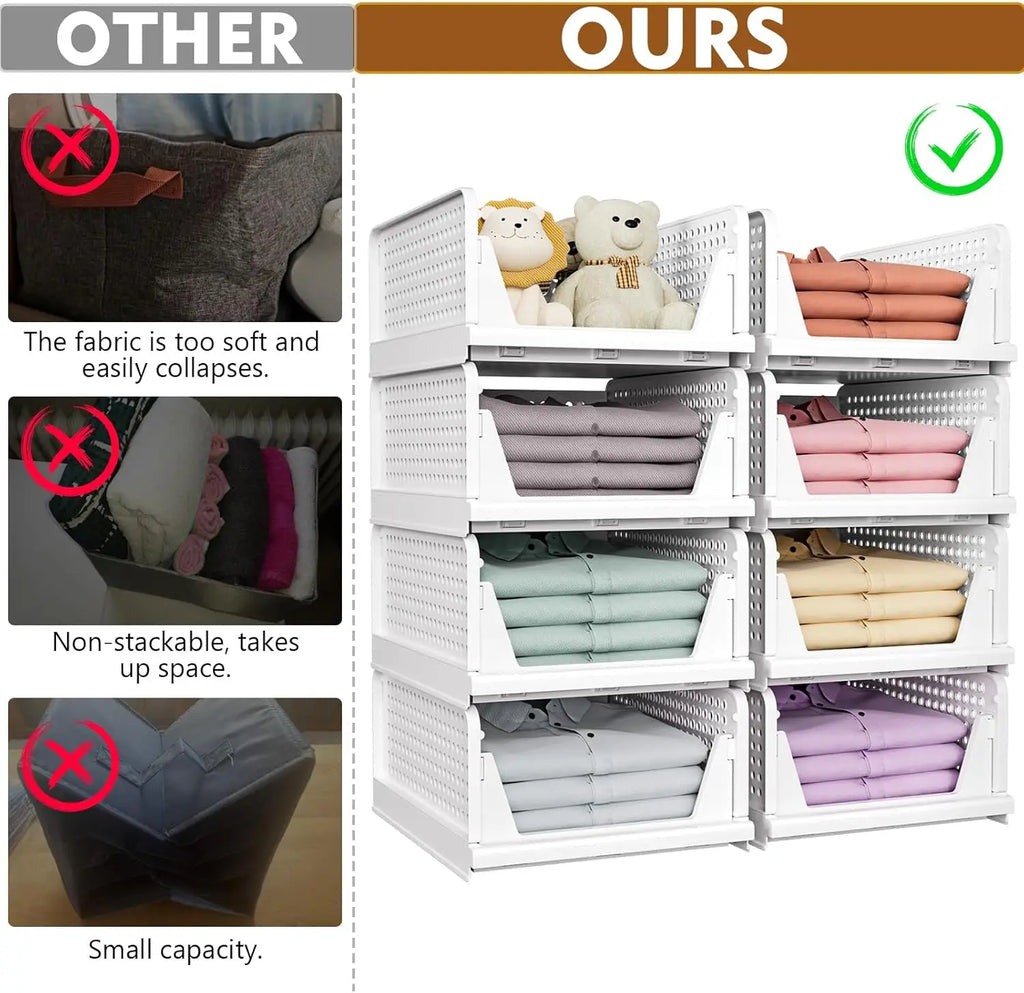 Siopsrl| 5-Pack Stackable Foldable Closet Storage Boxes – Liora