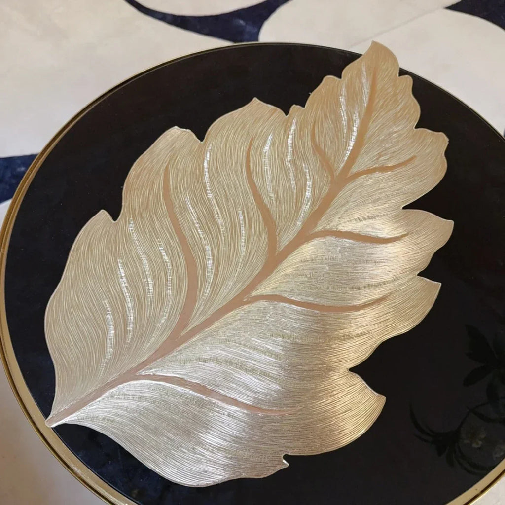 Gold Leaf Shape Decorative Serving Tray