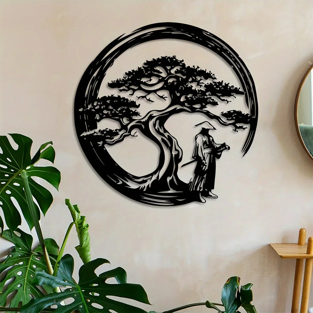 Siopsrl| ZENORA Metal Wall Decor Bonsai | Japanese Design with Torii & Enso | 40 × 40 cm