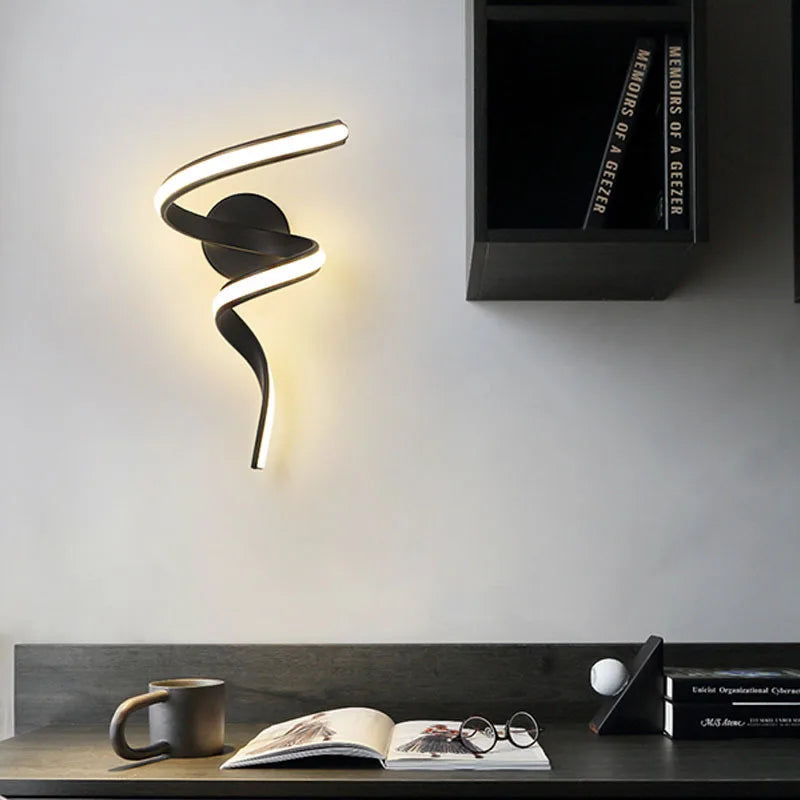 Siopsrl| LED Wall Lamp NordLED Wall Light | Nordic Spiral Design | Modern & Energy Saving | For Bedroom, Corridor & Living Room Spiral Sconce Light For Stairs Bedroom Bedside Study Hallway Background Indoor Decor Wall Lighting Fixtures
