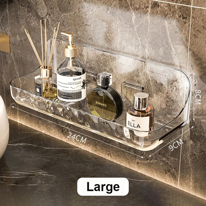 Siopsrl| Transvia Wall Shelf | Transparent & Adhesive | Residue-Free | For Bathroom, Kitchen & More