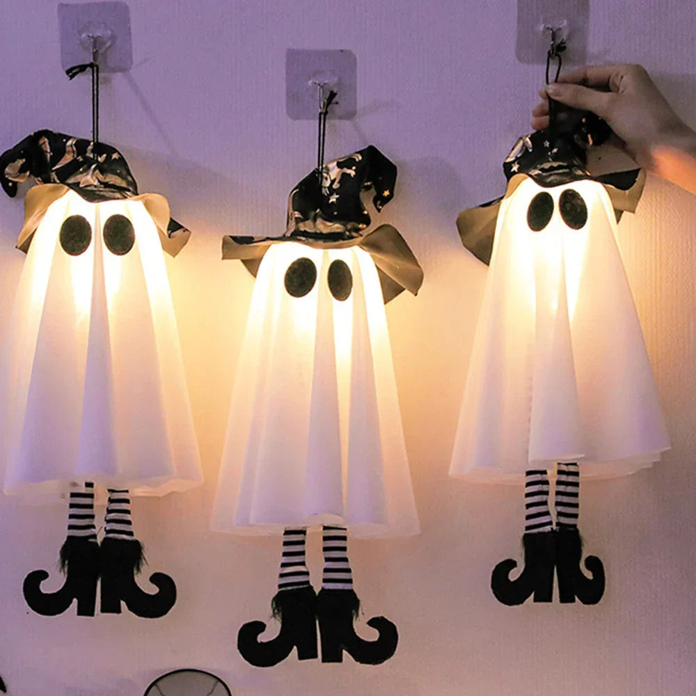 Siopsrl| Glow Ghost SpookyShine | LED Hanging Ghosts | Halloween Decoration | Indoor & Outdoor | 1/2/3 Pieces