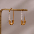Siopsrl| 18k Pearl Accented Safety Pin Earrings