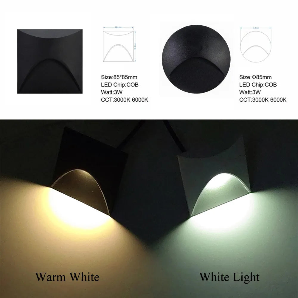 Siopsrl| Modern waterproof IP65 LED recessed wall lamp for outdoor lighting - 3W embedded step & staircase balcony portal light