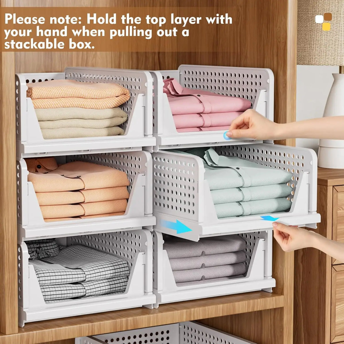 Siopsrl| 5-Pack Stackable Foldable Closet Storage Boxes – Liora
