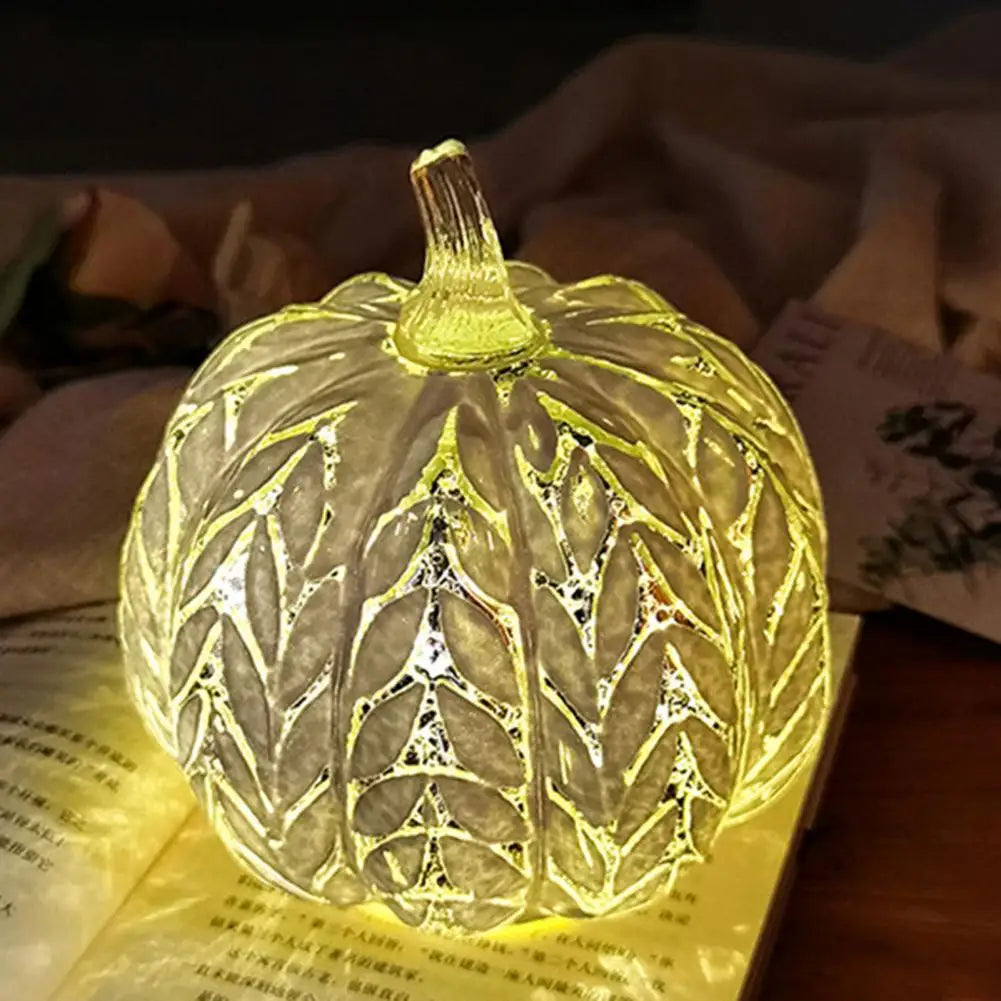 Siopsrl| Aurelia Glow Glass Pumpkin Decoration | Starry Sky Design | LED & Timer Function | Autumn & Halloween