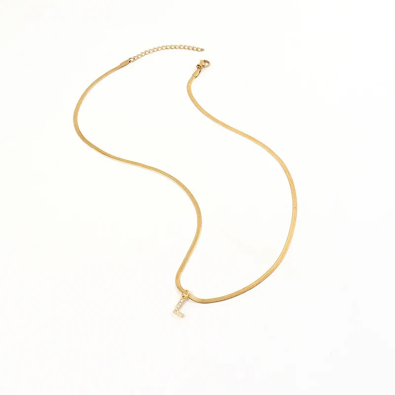 Melly® Diamond Initial Herringbone Necklace
