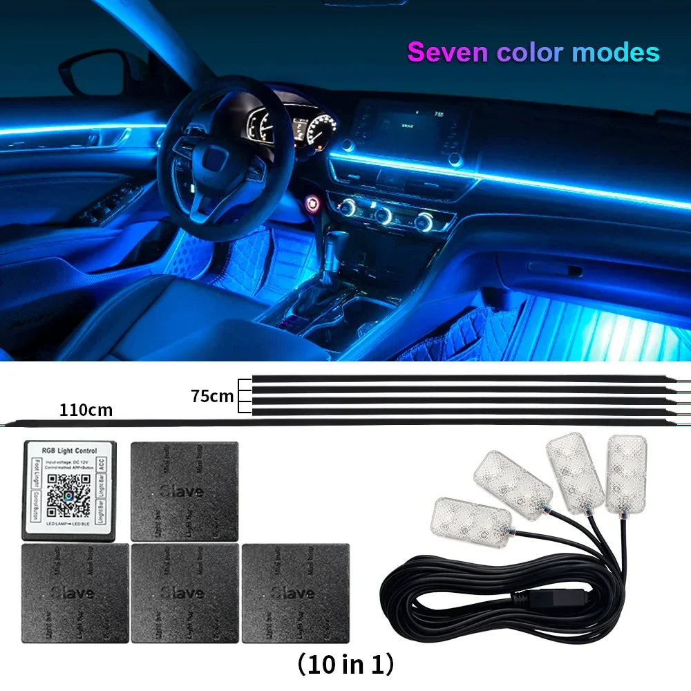 Bluetooth RGB Symphony Car Ambient Light Kit