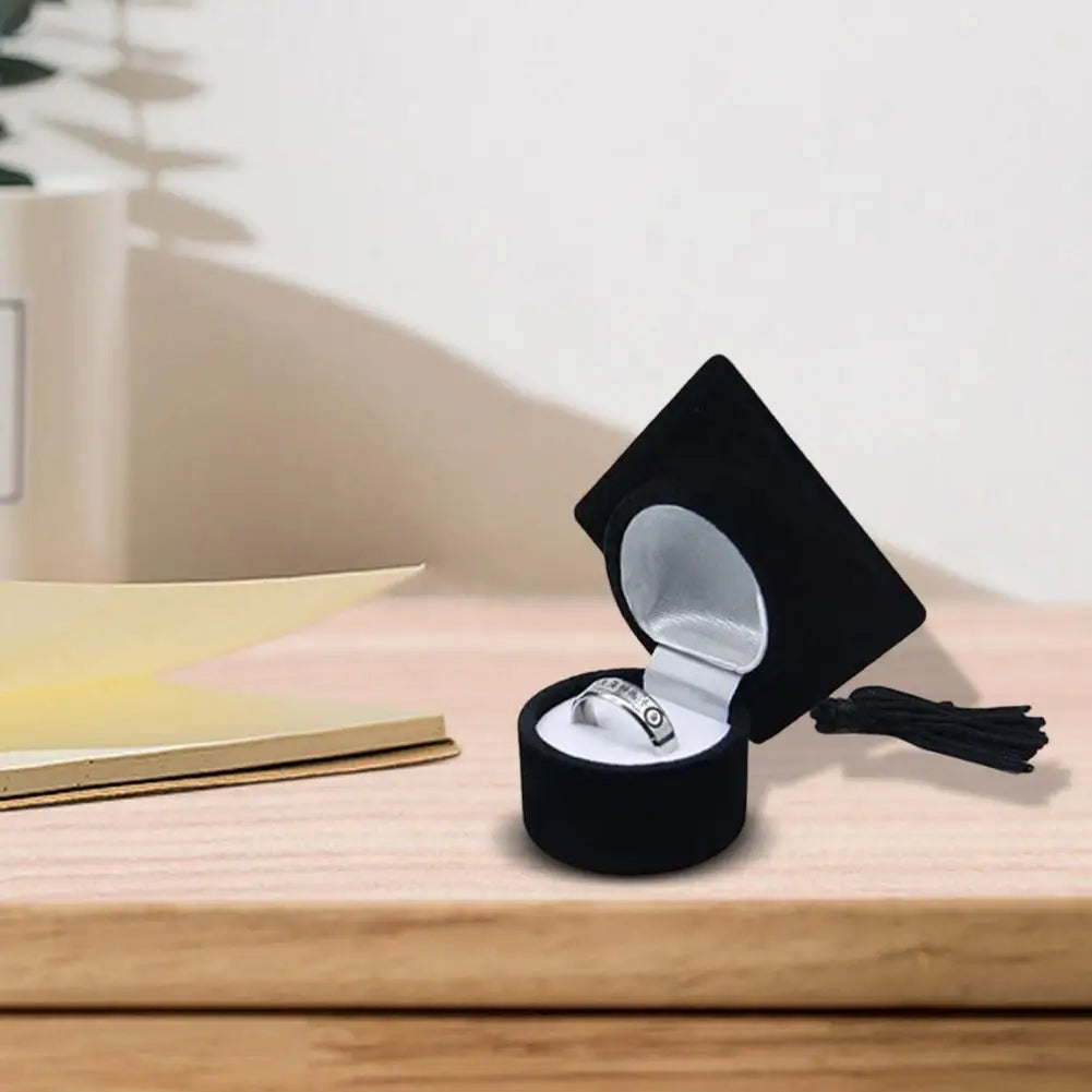 Siopsrl| Graduation Cap Shaped Flannel Jewelry Ring Storage Box
