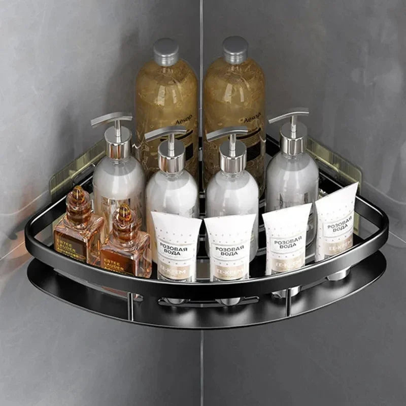 Siopsrl| Corner Holder Aluminum Wall Shelf – Space-Saving Bathroom Organizer Without Drilling