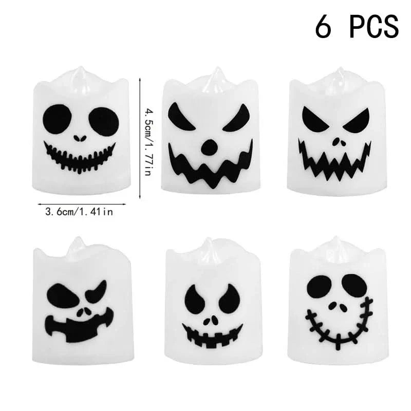 Siopsrl| Halloween LED Ghost & Pumpkin Candle Lights – 6 Pack