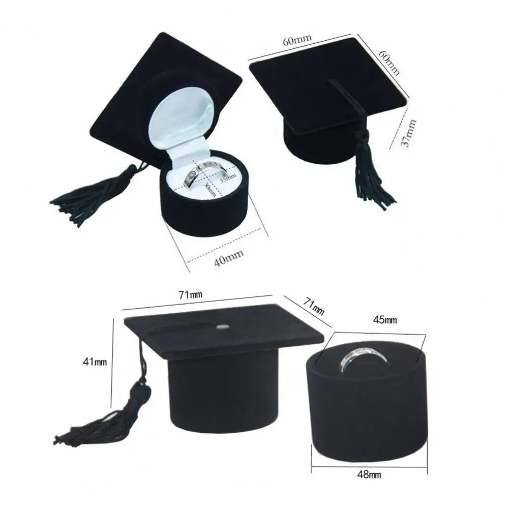 Siopsrl| Graduation Cap Shaped Flannel Jewelry Ring Storage Box