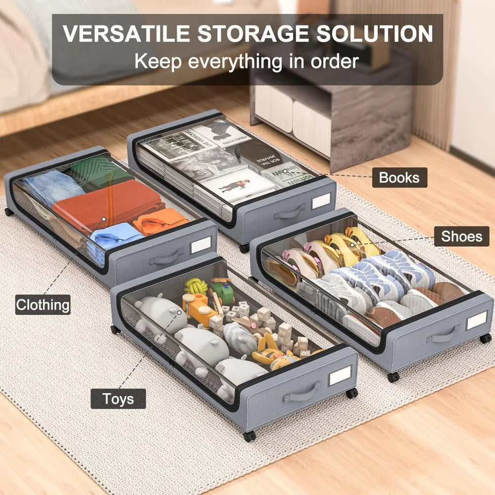 Siopsrl| Underbed Storage Stackable Wheeled Box Organizer