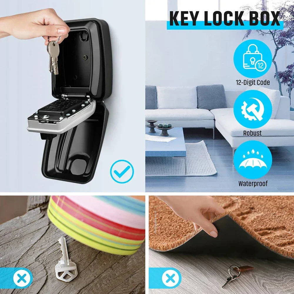 Siopsrl| Waterproof Wall-Mounted Key Safe Box – Outdoor Lockable Key Storage with Combination Code