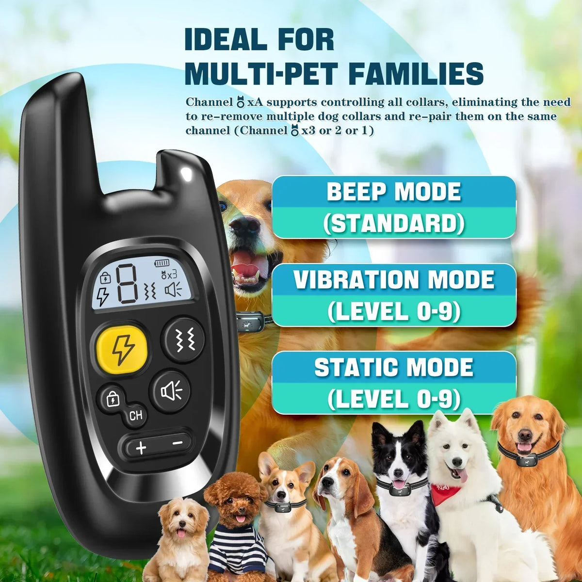 Siopsrl| Dog Training Collar with Remote – Shock Lock, Sound & Vibration Modes, Waterproof, 1600ft Range