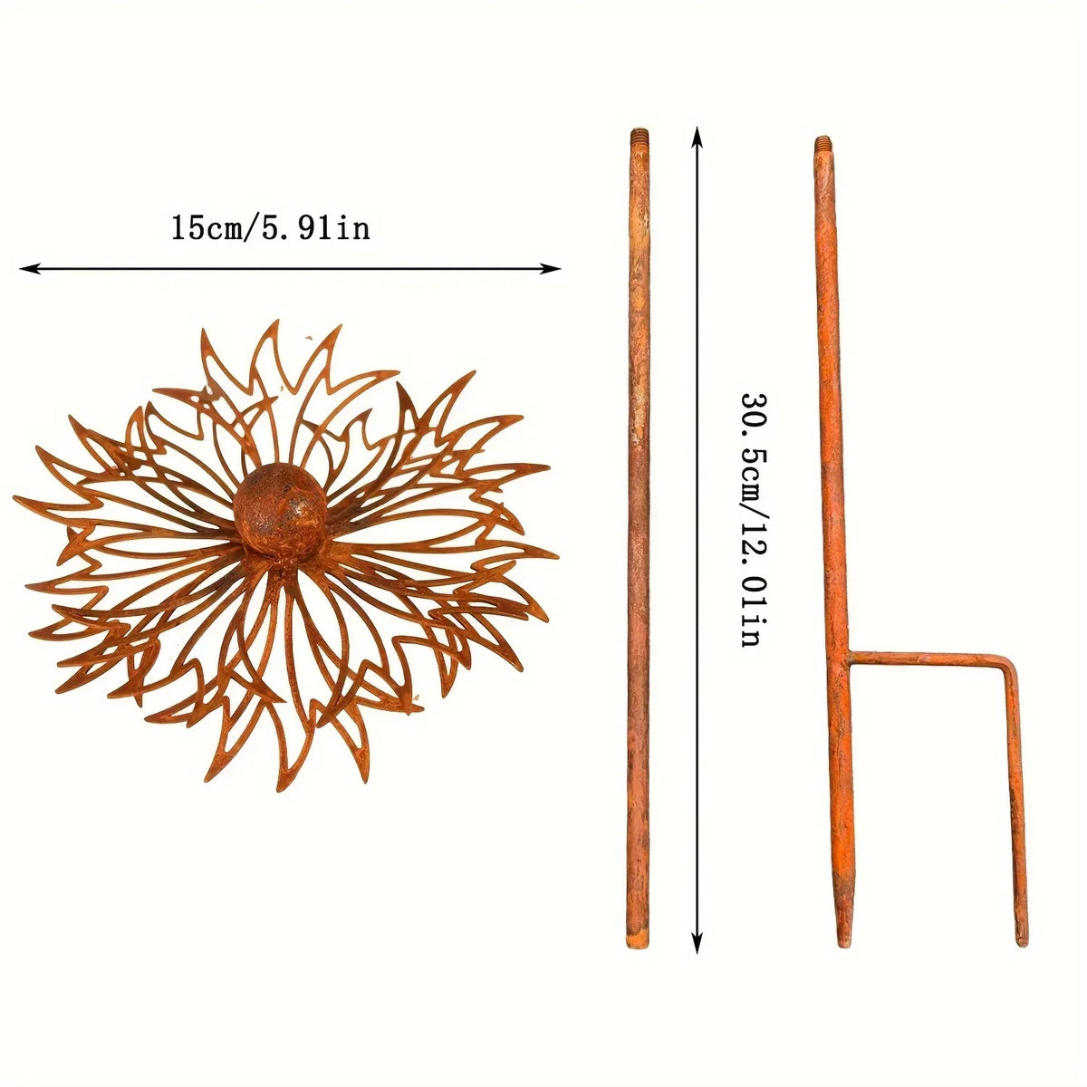 Siopsrl| FLORUSTA Garden Stake Bluebonnet | Rust Look Metal | Rustic Garden Decor
