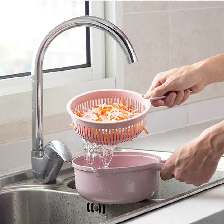 Siopsrl| Multifunctional Vegetable Grater with Sieve – 3-in-1 Kitchen Grater for Vegetables & Fruits | Practical Kitchen Helper with Collection Tray