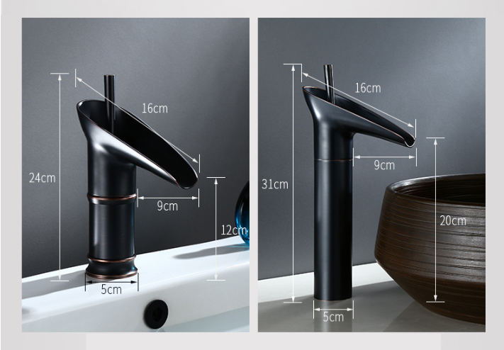 Siopsrl| Antique Brass Waterfall Basin Tap – Vintage Bathroom Mixer Faucet with Hot & Cold Control