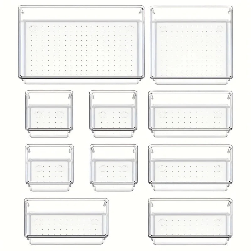 Siopsrl| Clearyx Organizer Set | 18-piece Transparent | Modular & Stackable | For Bathroom, Kitchen & Office
