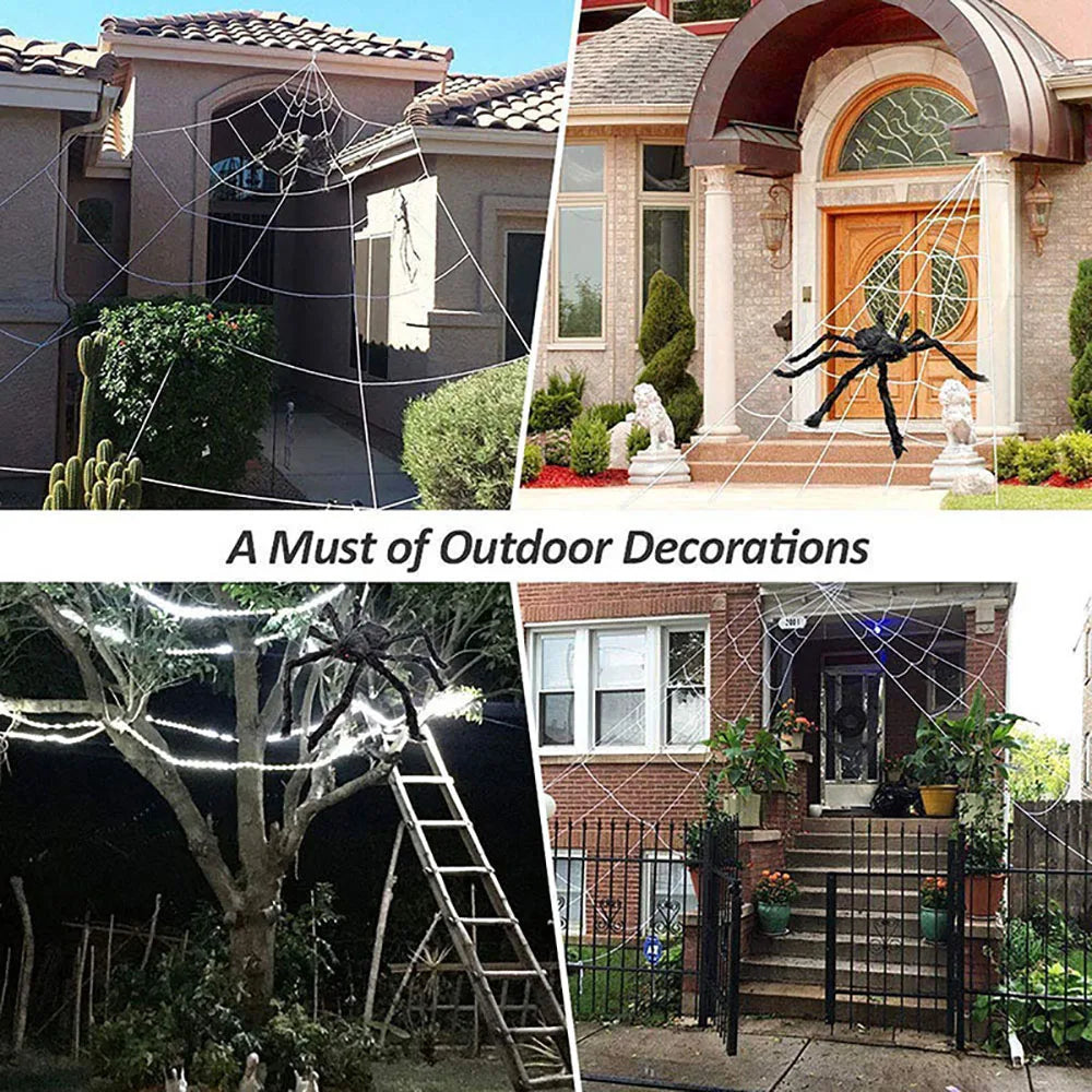 Siopsrl| CreepyWeb XXL Spider Web | Triangular | 5 m | Fluffy Halloween Decoration for Garden & Home