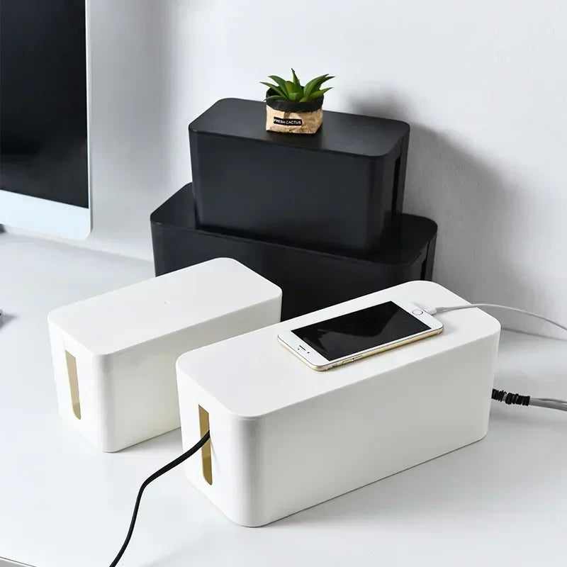 Siopsrl| Kabelux Cable Box with Lid | 32×13×12 cm | Socket & Charging Cable Organizer | Dust Protection for Power Supplies & Routers